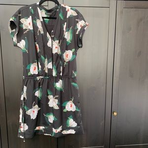 Black Floral Short Sleeved Dress